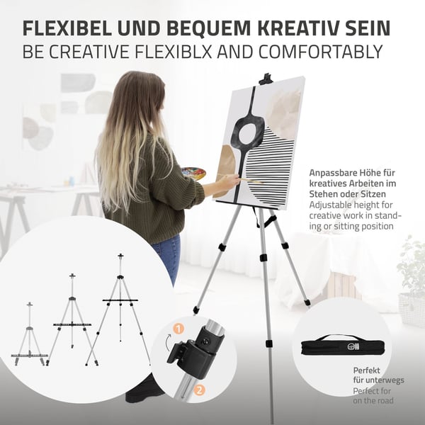 Aluminium staffelistativ 50-156 cm højdejusterbart sølv