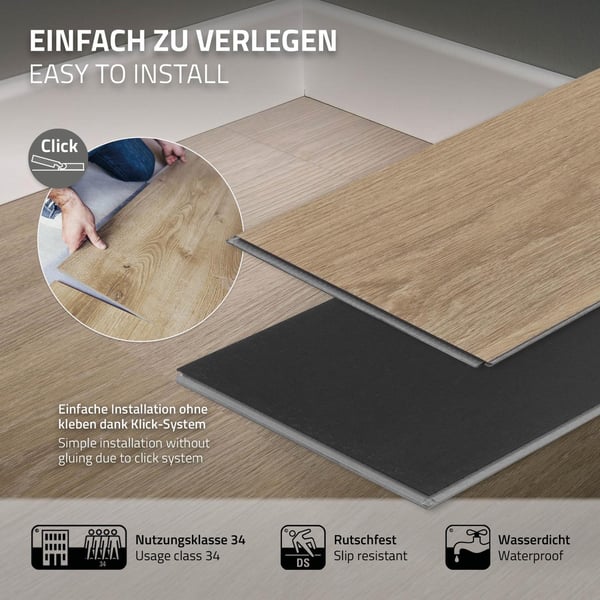 4,5 m² Click vinylgulv eg 4,2 mm slidlag gulv PVC brun laminat