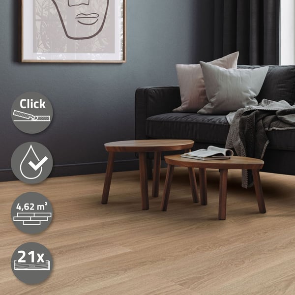 4,5 m² Click vinylgulv eg 4,2 mm slidlag gulv PVC brun laminat
