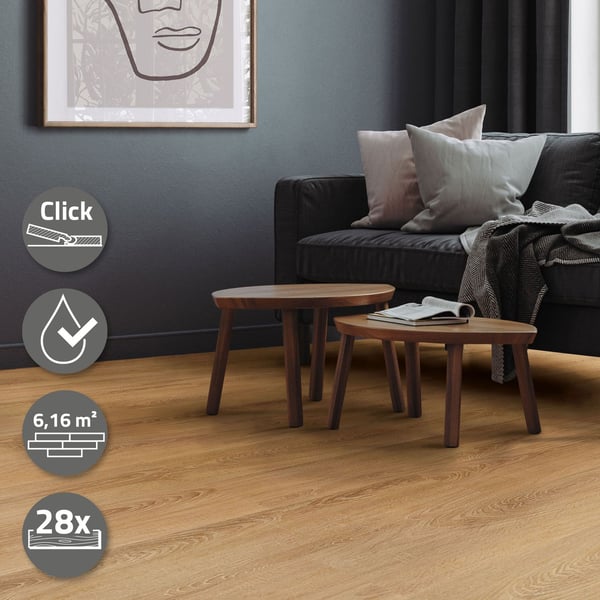 6 m² Click vinylgulv eg 4,2 mm slidlag brun gulvbelægning laminat PVC
