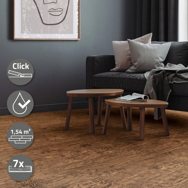 PVC-vinylgulv i akacie med kliksystem 4,2 mm til 1,5 m² designgulv ML-Design