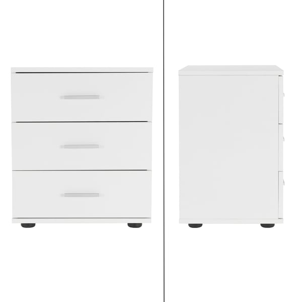 ML-Design sengebord Hvid med 3 skuffer natbord af spånplader bord Schlichter sengebord 45x34x50 cm (BxHxD) egnet til enhver bed & soveværelse