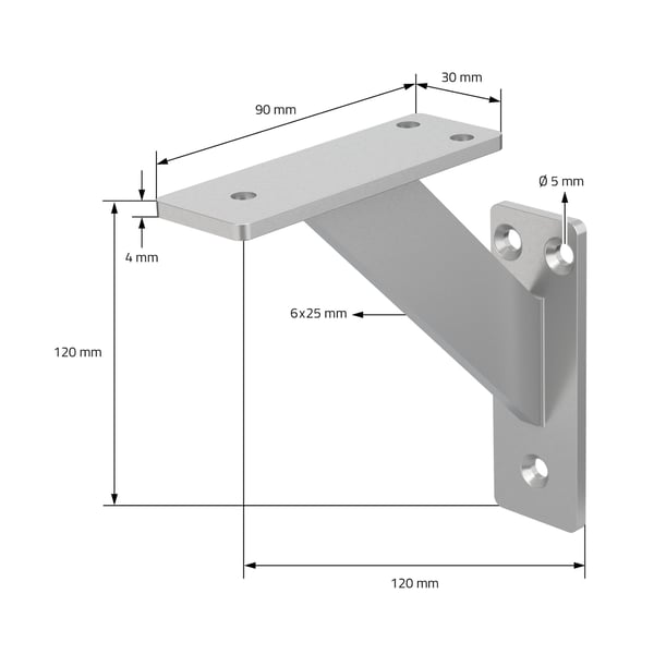 Hyllytelineet 2 kpl 120x120 mm hopea alumiini ML design