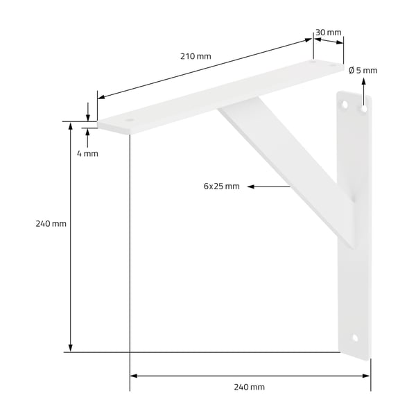 Hyldeknægtsæt med 2 stk. 240x240 mm hvid aluminium ML-design
