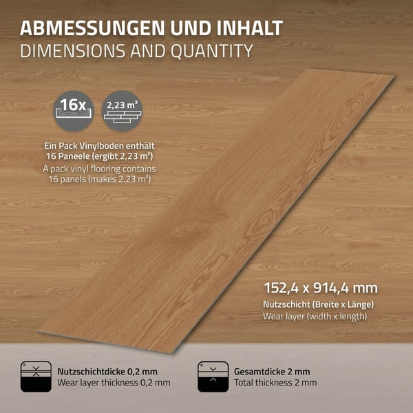 4,6 m² PVC-klæbende vinylgulve Vinylgulve Laminatgulve Sundance eg