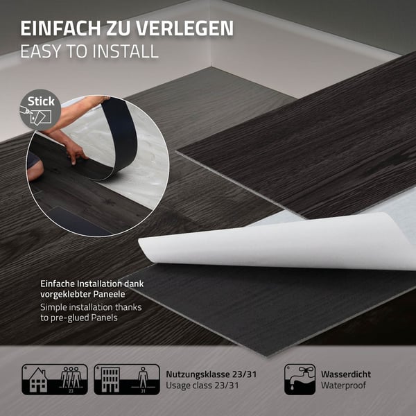 6,9 m² PVC-liimavinyylilattia Vinyylilattia Laminaattilattia Tummanharmaa