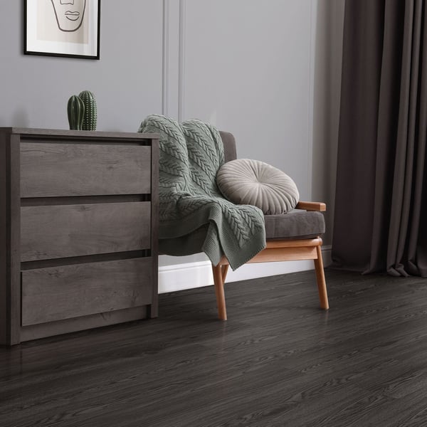 Deluxe PVC-klæbende vinylgulv til 2,3 m² mørkegrå eg 2 mm tykt ML-design