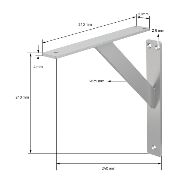 Hyllytelineet 2 kpl 240x240 mm hopea alumiini ML design