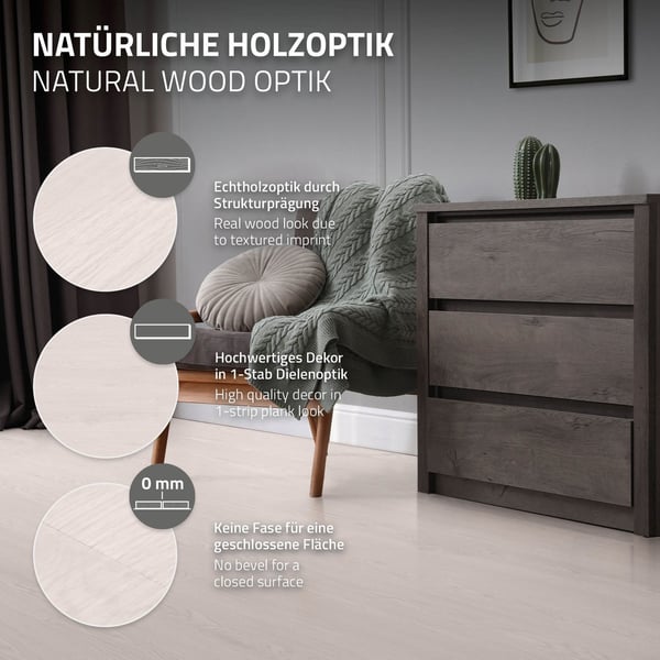 6,9 m² PVC-klæbende vinylgulv Vinylgulv Laminatgulv Hvid eg