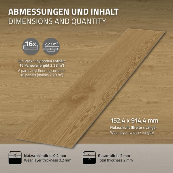 6,9 m² PVC-klæbende vinylgulv Vinylgulv Laminatgulv Naturligt egetræ