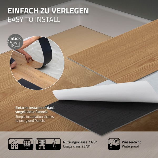 9,2 m² PVC-klæbende vinylgulve Vinylgulve Laminatgulve Sundance eg