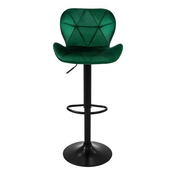 Baarijakkara 2 kpl vihreä samettipäällysteinen, selkänoja ja jalkatuki, korkeussäätö 59-79cm ML-Design