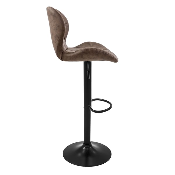 Barstol sæt med 2 brune kunstlæderbetræk med ryglæn og fodstøtte højdejusterbar 59-79cm ML-Design