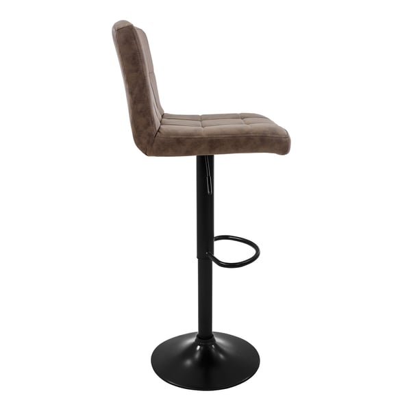 Barstol sæt med 2 brune kunstlæderbetræk med ryglæn og fodstøtte højdejusterbar 63-83cm ML-Design