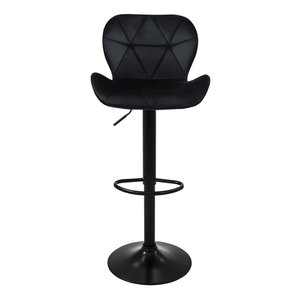 Baarijakkara 2 kpl musta samettipäällysteinen, selkänoja ja jalkatuki korkeussäädettävä 59-79cm ML-Design