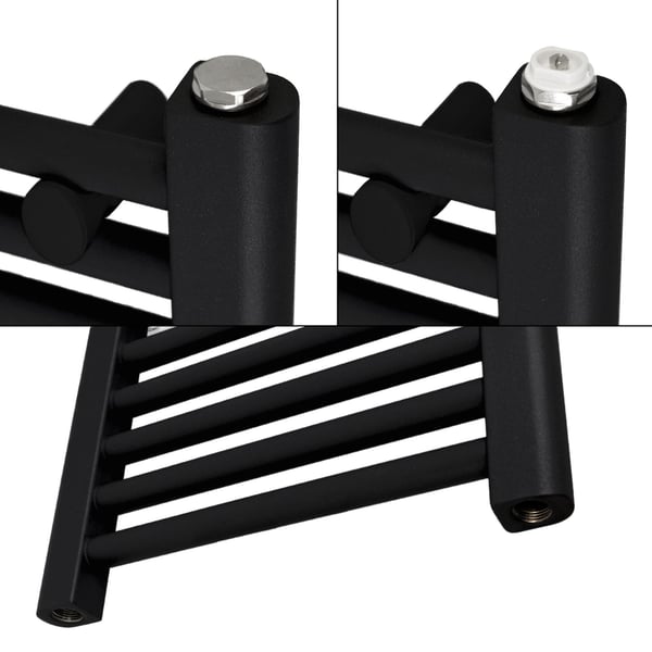 Badeværelsesradiator 300x1800 mm sort mat med sidetilslutning LuxeBath
