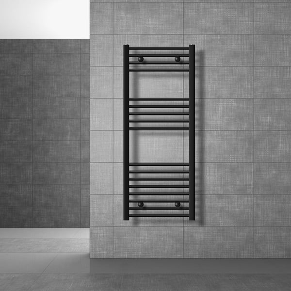 Badrumsradiator Radiator Sahara sidoanslutning handdukstork svart 50x120cm