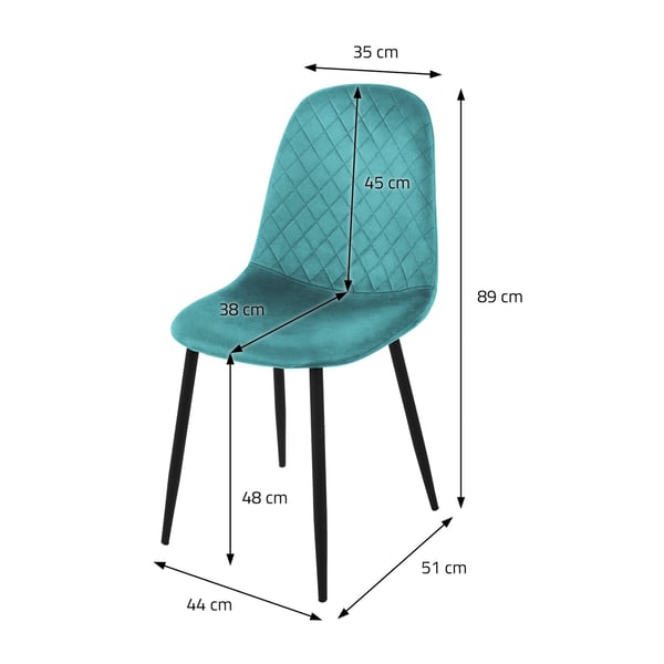 Matstol set om 4 petrol sammetsklädsel med metallben inkl. monteringsmaterial ML-Design