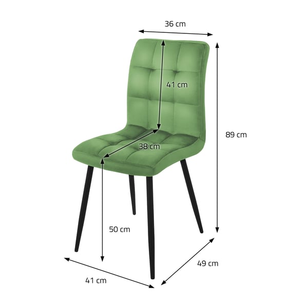 Spisestolssæt med 4 stk. salviefløjlsbetræk med metalben inkl. samlemateriale ML-Design