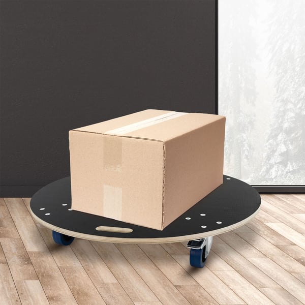 Rund transportvogn med parkeringsbremser Ø 87 cm belastbar op til 800 kg
