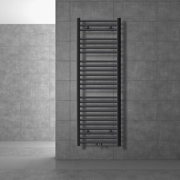 Badeværelsesradiator Sahara 500x1500 mm antracit lige med centertilslutning LuxeBath