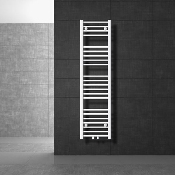 Badeværelsesradiator Sahara 300x1400 mm hvid lige med centertilslutning LuxeBath