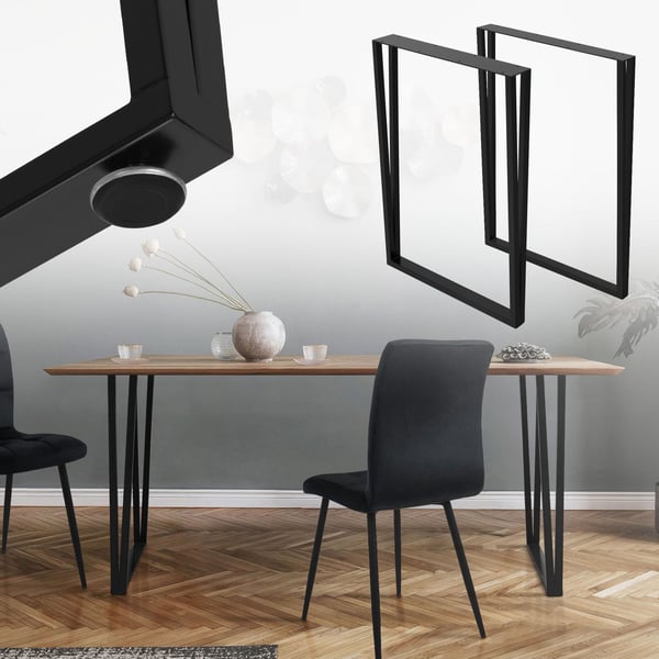 Bordben sæt med 2 stk. 50x71,5 cm sort stål ML-design