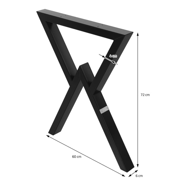 Bordben sæt med 2 X-formede 60x72 cm sort stål ML-design