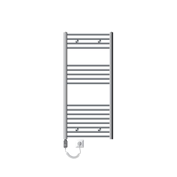 Opvarmet håndklæde radiator med opvarmning element 900 W ECD Germany Model Sahara 600 x 1200 mm krom forkrøppede sidetilslutning håndklædeholder