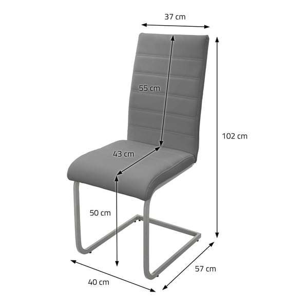 Sæt med 2 udhængte spisebordsstole med ryglæn i sort kunstlæder ML-Design