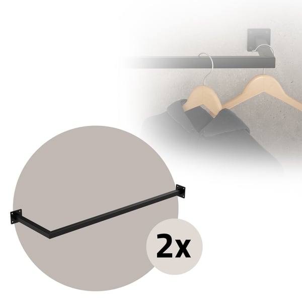 Vaatetanko kulma seinälle 30x90 cm musta teräs ML design