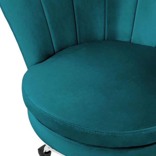 Kontorstol med hjul og ryglæn skaldesign 68x68 cm petrolfløjl metalstel ML-design
