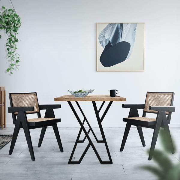 Bordben sæt med 2 X-formede 50x71 cm sort stål ML-design