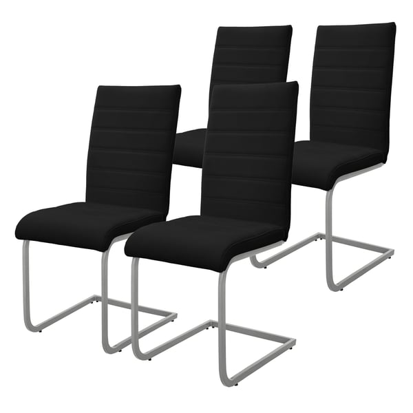 Sæt med 2 udhængte spisebordsstole med ryglæn i sort kunstlæder ML-Design