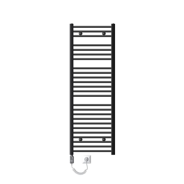 Badeværelsesradiator elektrisk med varmeelement 1200W 500x1500 mm antracit buet med sidetilslutning