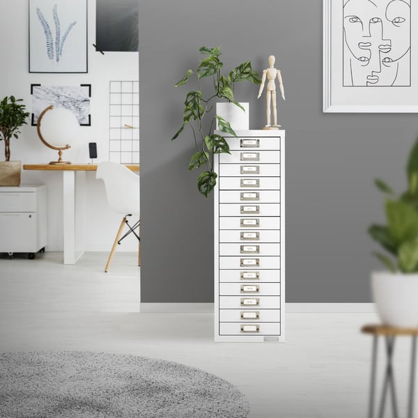 Arkivskåp med 15 lådor 28x38x87 cm vit metall ML design
