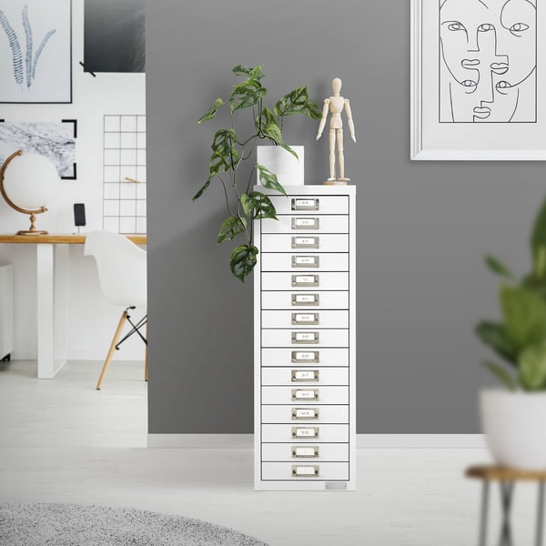 Arkivskåp med 15 lådor 28x38x87 cm vit metall ML design
