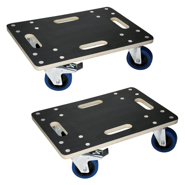 ECD Germany transportrulle med 2x parkeringsbremse 35 x 50 cm op til 800 kg silketrykplade - PP hjul rulletavle møbler rulle transporthjælp til at