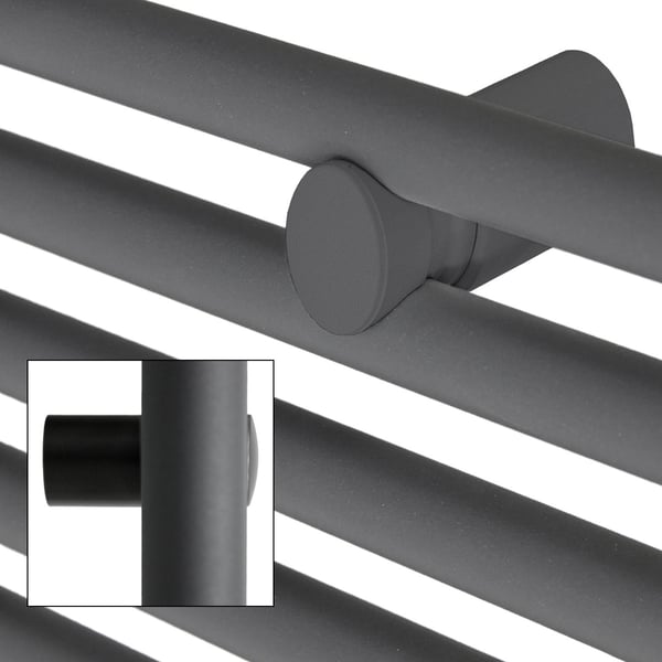 Badeværelsesradiator centertilslutning 500x1800 mm antracit lige med LuxeBath universaltilslutningssæt