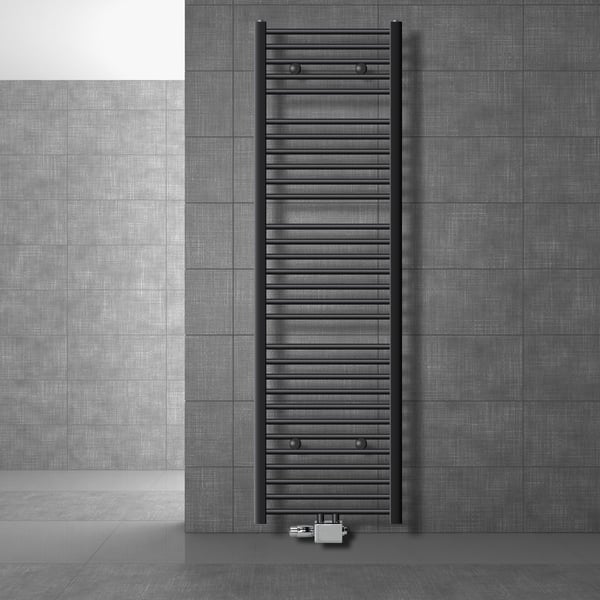 Badeværelsesradiator centertilslutning 500x1800 mm antracit lige med LuxeBath universaltilslutningssæt
