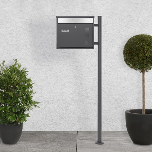 Standerbrevkasse med avisrum 36x31,5x11,5 cm antracit rustfrit stål ML-design
