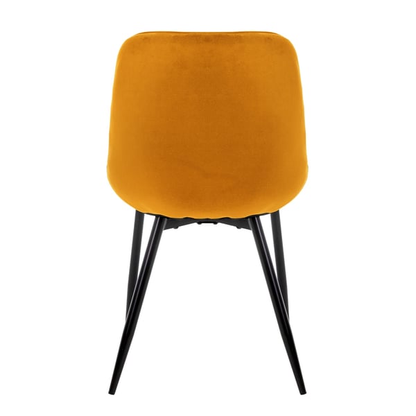 ML-Design sæt med 6 spisestuestole, sennepsgul, fløjlssæde, metalben, spisestuestol med ryglæn og armlæn, køkkenstole køkkenstol dagligstue stole