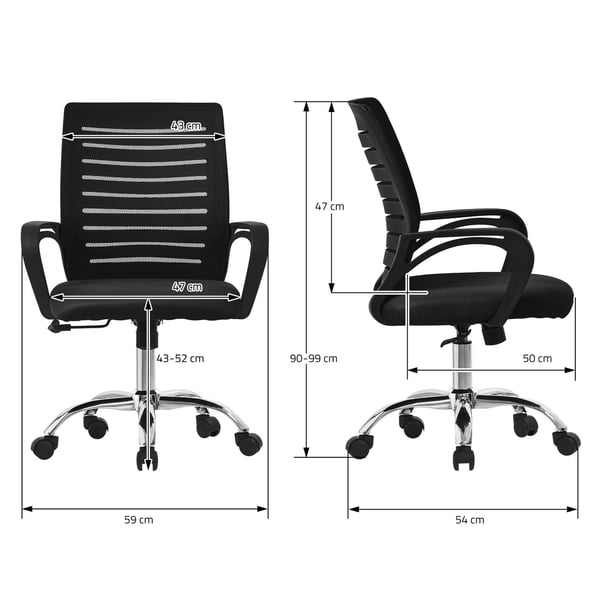 Ergonomisk kontorstol med armlæn Mesh-stof sort med hjul ML-design
