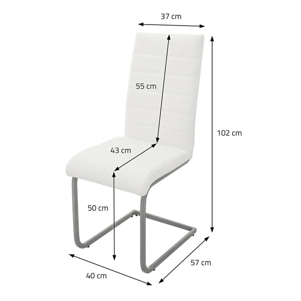 Sæt med 2 spisebordsstole med ryglæn og sort kunstlæderbetræk ML-Design
