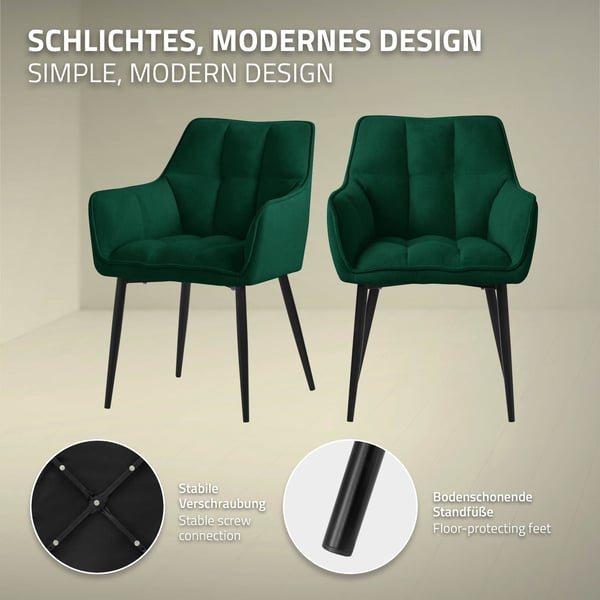 Set om 2 matsalsstolar Vardagsrumsstol Köksstol Fåtölj Designstol