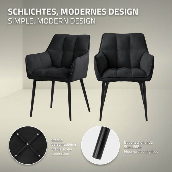 Set om 2 matsalsstolar Vardagsrumsstol Köksstol Fåtölj Designstol
