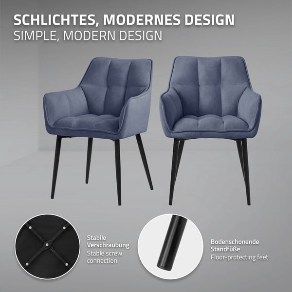 Uppsättning med 4 matsalsstolar Vardagsrumsstol Köksstol Fåtölj Designstol