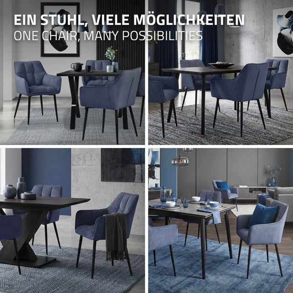 Uppsättning med 4 matsalsstolar Vardagsrumsstol Köksstol Fåtölj Designstol