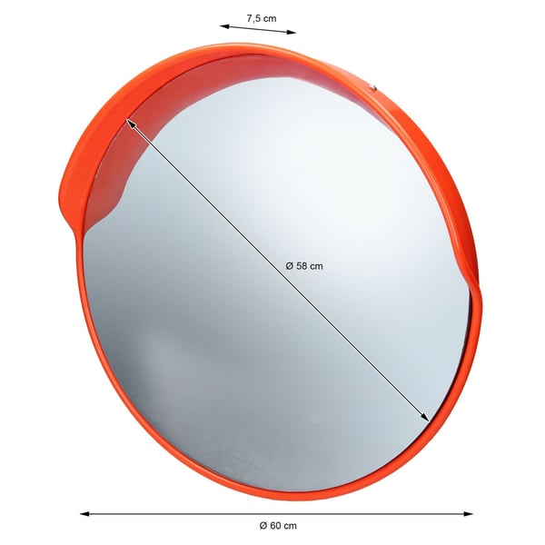 ECD Germany TRAFFIC MIRROR Ø 60 cm med drejelig holder, rød, ubrydelig, vejrbestandig, sikkerhedsspejlovervågning spejl konvekse spejl panorama spejl