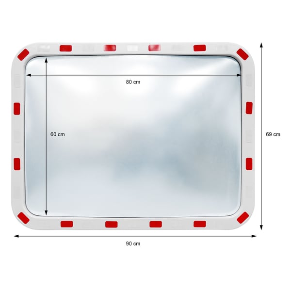 Sikkerhed spejl Trafik spejl spejl skærm med reflektorer 60x80 cm